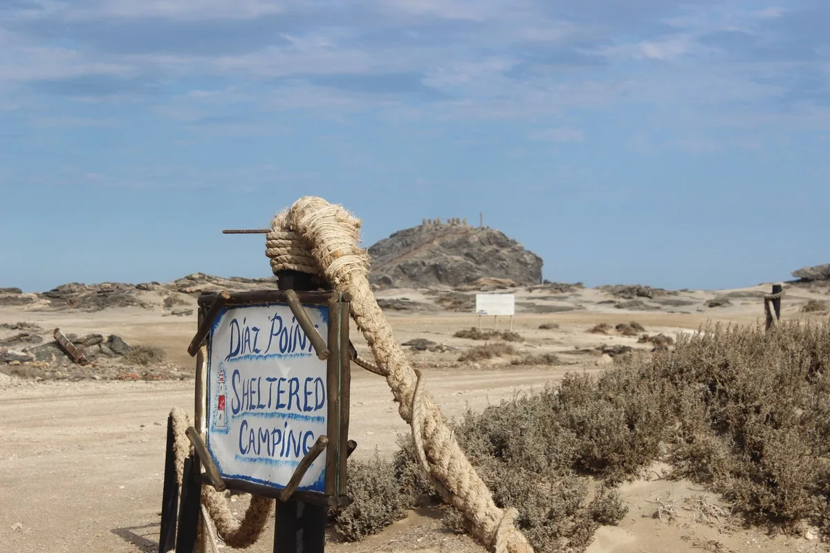 Diaz Point Sheltered Camping entrance sign